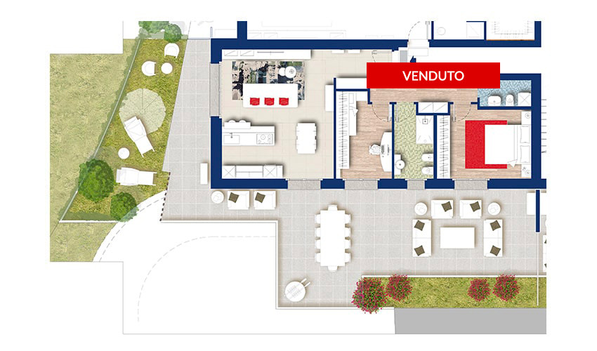 Planimetria Trilocale B - Residenza Antares - Albino