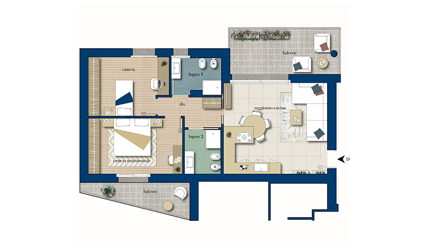 Planimetria Trilocale 12N - Residenza Antares - Albino