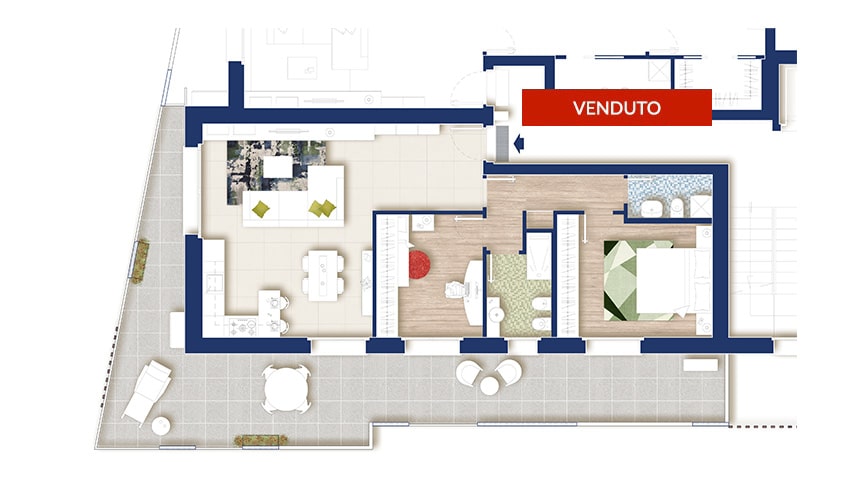 Planimetria Trilocale I - Residenza Antares - Albino