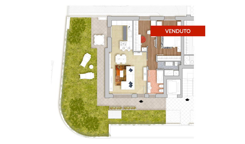 Planimetria Trilocale A - Zerra 3 - Torre de' Roveri