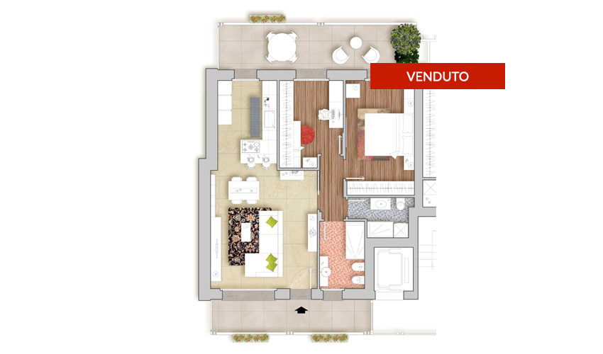 Planimetria Trilocale C - Zerra 3 - Torre de' Roveri