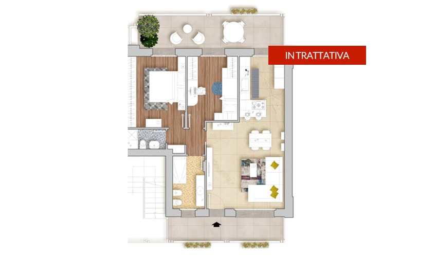 Planimetria Trilocale D - Zerra 3 - Torre de' Roveri