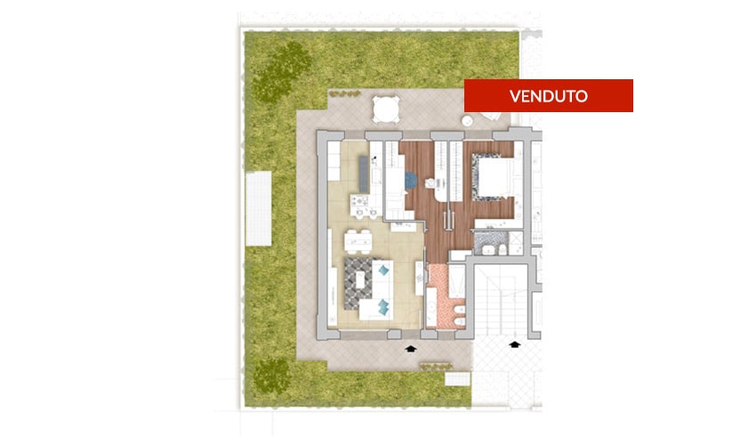 Planimetria Trilocale F - Zerra 3 - Torre de' Roveri