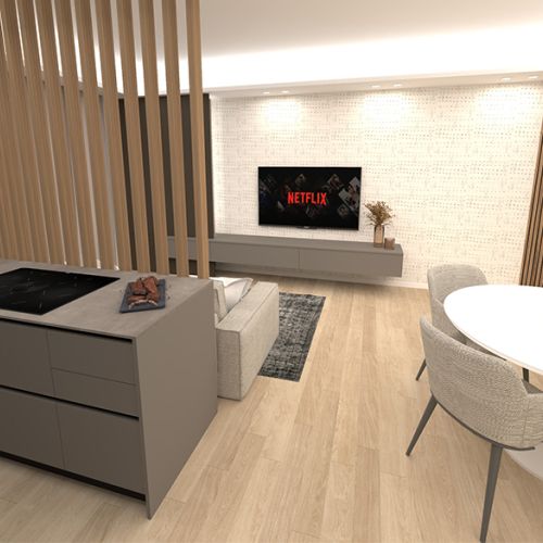 Soggiorno con cucina abitabile Trilocale della Residenza Antares di Albino