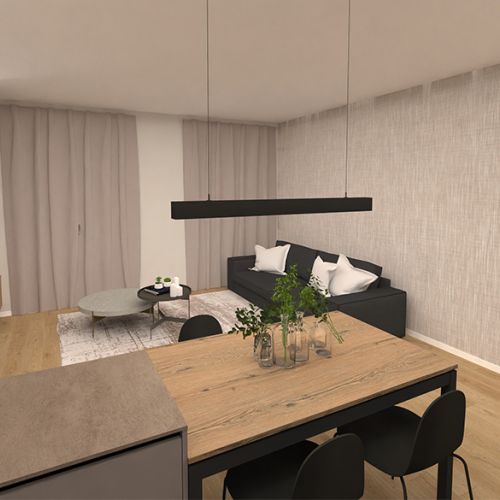 Soggiorno con cucina abitabile Trilocale della Residenza Antares di Albino