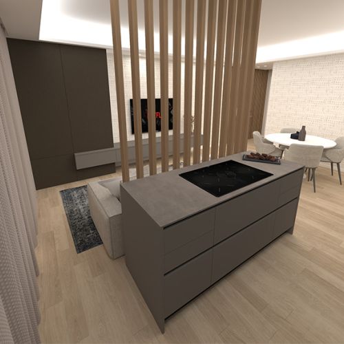 Soggiorno con cucina abitabile Trilocale della Residenza Antares di Albino